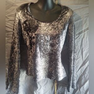 Guess Large Silver Snakeskin Velvet long sleeve